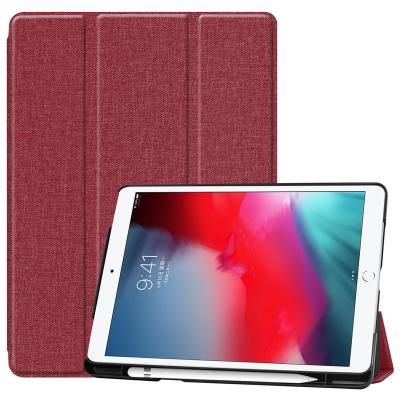 China New Release PU Lightweight Auto-sleep Tablet Case With Pen Slot For iPad 2021 10.2 Case Red Leather for sale