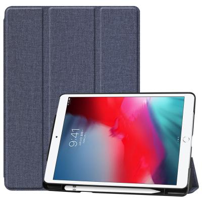 China PU Fabric Jean Sleep Wake TPU Back Cover Shockproof Auto Leather Case with Pencil Holder for iPad 2021 Air3 Case 10.2 10.5 inch for sale