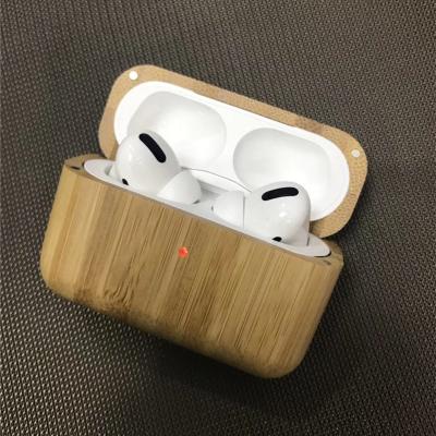 China For Earphone Nature Eco-Friendly Wooden Cover Wood Case and Skin For Apple Airpods Pro Case With Anti-lost Hook For Airpods Accessories for sale