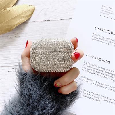 China For earphone for apple earphone cases silver rhinestones for apple earphone 1 2 pro, luxury rhinestone protective case for apple earphone for sale