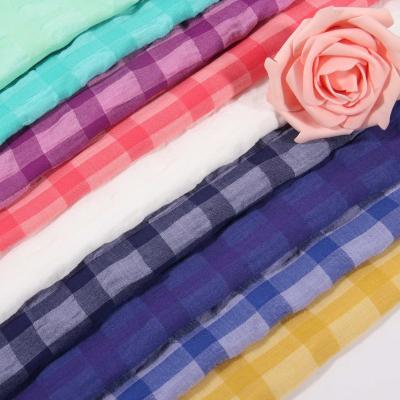 China Cotton Viscous Polyester Interwoven Plaid Bubble Cotton Crepe Bubble Fabric Yarn-dyed Woven Textile Shrink-Resistant Cotton for sale