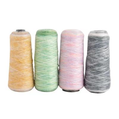 China 100% Wholesale Anti-Static Mohair Rainbow Wool Fancy Knitting Yarn Gradient Jet Yarn Fabrics Mohair Yarn for sale