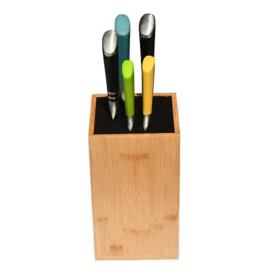 China Multifunctional Magnetic Sliver Kitchen Tableware Rack And Placement Acacia Wooden Block Knife Storage Knife Holder for sale