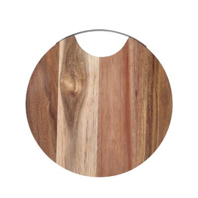 China Sustainable Kitchen Acacia Wood Cutting Board With Round Handle Wood Chopper Cutting Board for sale