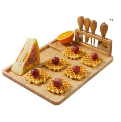 China Sustainable Custom Bamboo Cheese Board and Knife Set Chopper - Charcuterie Set Boards and Cheese Platter for sale