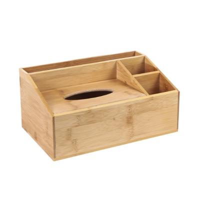 China Wholesale Country Tissue Wooden Multifunctional Box Holder Desktop Bamboo Paper Organizer for sale