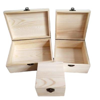 China Customized Material Unfinished Packaging Pine Wood Packaging Box For Storage for sale