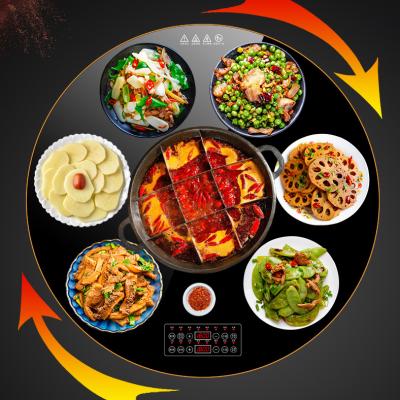 China Customized LOGO Food Insulation Board Household Round Rotating Hot Pot Cutting Board Dishes Heating Artifact Heating Desktop Hot Break Boa for sale