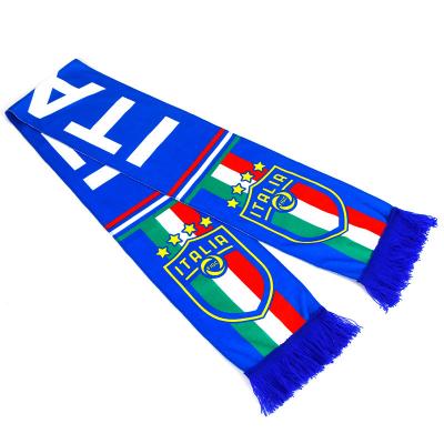 China 2022 Wholesale High Quality 100% Acrylic Club Scarf 100% Acrylic Football Encouraging Qatar World Football Scarf Custom Made Italy Spain Scarf for sale