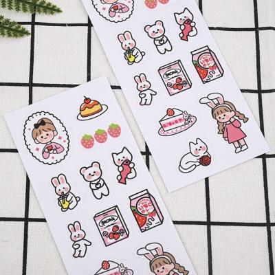 China Clear Vinyl Holographic Decorative Laser Funny Kawaii Cartoon Kiss Cut Sticker Sheet For Packing for sale