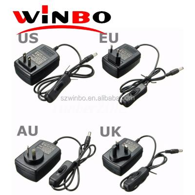 China Electronic Products Black AC DC Power Adapter LED Driver 12V 2A Adapter 24W With UK Switch AU US EU Plug for sale