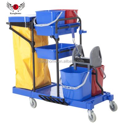 China Household/China High Quality Plastic Doorman Trolley Room Service Trolley Hot Selling Commercial Cleaning Folding Cleaning Trolley for sale