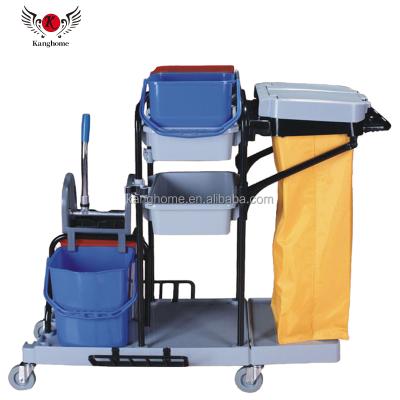 China Household/Plastic Cleaning Trolley High Quality Commercial Cleaning Push Trolley Room Service Trolley Doorman Trolley for sale