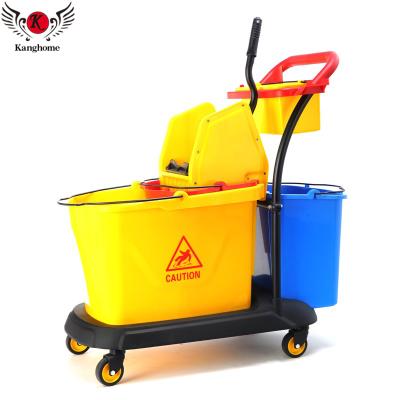 China Durable Plastic Down Baler Hotel Household 35L Double Bucket Mop Wringer Trolley With High Quality for sale