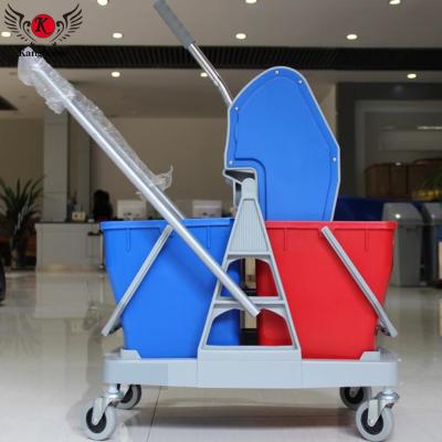 China China Viable 36L High Quality Plastic Down Press Cleaning Double Bucket Mop Wringer Cart for sale