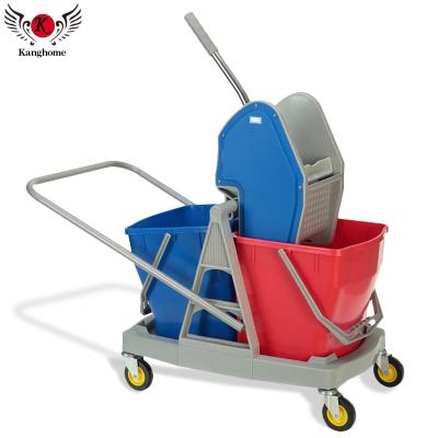 China Good Quality Sustainable Reliable Factory 36L Down Double Press Squeegee Broom Bucket Wringer Trolley for sale