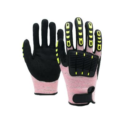 China Anti-smash GLOVEMAN Cold-protection 13G Thick Half Palm Coated Level 5 TPR Anti Slip Resistant Gloves Construction Impact Resistant Cut for sale