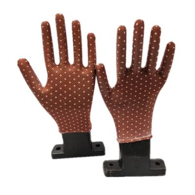 China Garden Glove GLOVEMAN Coffee Cotton Work Gloves With Plain PVC Dotted Hand Gloves For Construction for sale