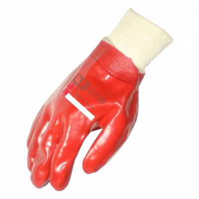 China Winter Refrigerator GLOVEMAN Full Oil Resistant Cotton Coupling Red PVC Operation Coated Knitted Wrist Operating Gloves for sale