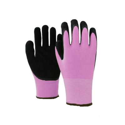 China Anti-smash GLOVEMAN 13G Nylon Liner Latex Wrinkle Coated Safety Work Farm Latex Household Anti-Slip Gloves for sale