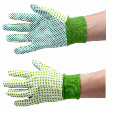 China Safety Job GLOVEMAN Flower Cotton Printing Fabric With PVC Dotted Garden Working Gloves for sale