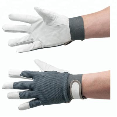 China GLOVEMAN Pigskin Mowing Leather With Spandex Garden Working Glove for sale