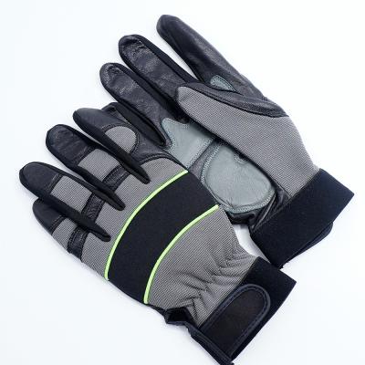 China GLOVEMAN Assembly Impact Mechanic Hand Drilling Leather Anti-Vibration Work Gloves for sale