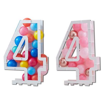 China Baby Birthday Number Decor Organic Balloon Box Filler Marquee Balloon Letter Number 0 To 9 DIY Removable Holder for sale