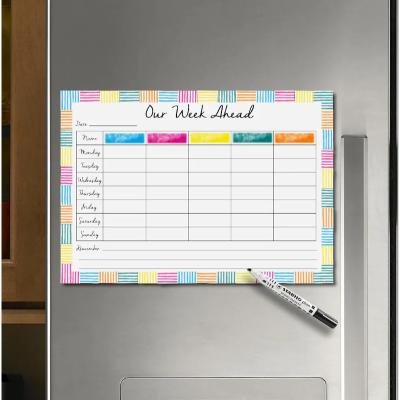 China Magnetic Removable Weekly Dry Erase Magnetic Schedule Fridge Sticker Calendar Planner Board Monthly Planner Board for sale