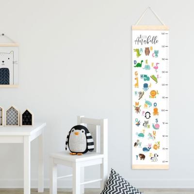 China Gently 2022 Wholesales Kids Wall Hanging Decor Kids Waterproof Canvas and Height Ruler Baby Measure Growth Chart for sale