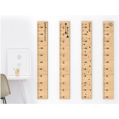 China Nordic Timber Wooden Baby Growth Scale Ruler Height Practical Decorative For Kids Measuring Growth Scale for sale