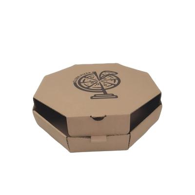 China Free Sample Recyclable Kraft Paper Corrugated Octangle Shape Pizza Wrapping Paper Box With Custom Logo for sale