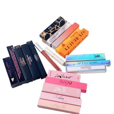 China Recycled Materials Wholesale Custom Printed Lip Gloss Lip Gloss Lipstick Luxury Cosmetic Packaging Paper Box for sale