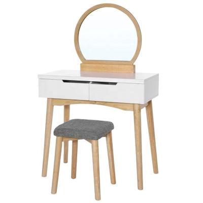 China Amazon New Arrival Factory Supplier Free Sample Solid Wood Best Selling Dressing Table Vanity Set With Stool And Mirror For Living Room for sale