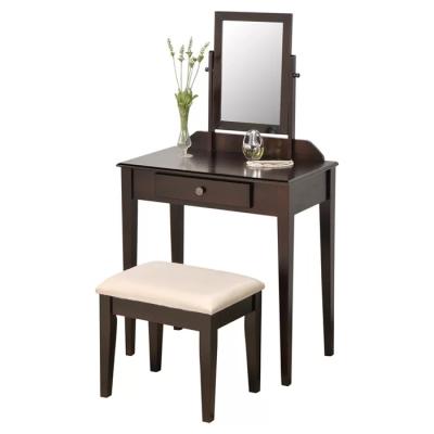 China Amazon New Arrival Solid Wood Best Selling Factory Supplier Wooden Vanity Vanity Set With Stool And Mirror For Bedroom for sale