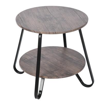 China None Best Selling Cheap High Quality Amazon Price Metal Leg Round Side Nightstand Wood Top Table For Living Room for sale