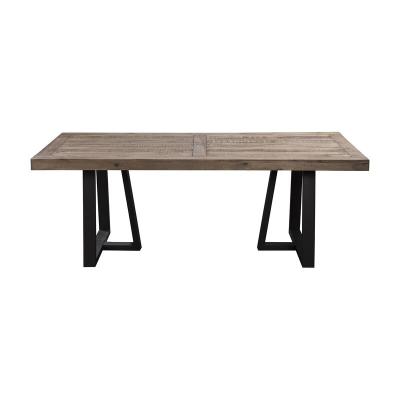 China Minimalist Amazon Manufacturer Supplier Free Sample Best Price Rectangular Metal Wooden Dining Table for sale