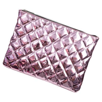 China Fashion Custom PU Leather Solid Color Makeup Bag Engraved LOGO Cosmetic Storage Bag for sale