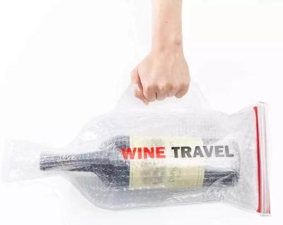 China Recyclable PVC Bubble Wine Bottle Protector Wine Beer Skin Leakproof Bag With Handle Air Bubble Bags For Wine for sale