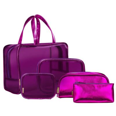 China Water Resistant China Portable Waterproof Large Light Purple Travel PVC Cosmetic Bag for sale