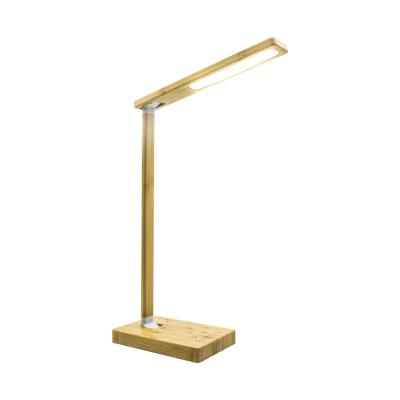 China Modern Bamboo LED Desk Lamp with Wireless Charger for sale