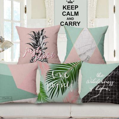 China Eco-friendly Pineapple Printed Cotton Pillow Case Coconut Leaf Canvas Cushion Can Be Customized Sofa Pillow for sale