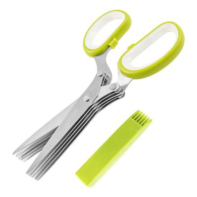 China For Cutting Filament 5 Blades Herb Scissors Kitchen Scissors Kitchen Shears Shredding Scissors For Cutting Filament for sale