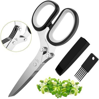 China PP+TPR 5 Blades Herb Scissors Kitchen Scissors Kitchen Shears Paper Shredding Scissors for sale