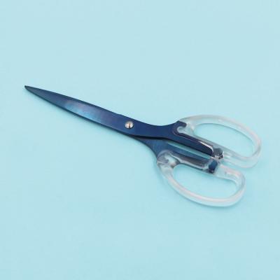 China Scissors 8 Inch Office Scissors Eco-friendly Titanium Transparent Handle Blades Paper Office Shears Household Scissors Tailor for sale