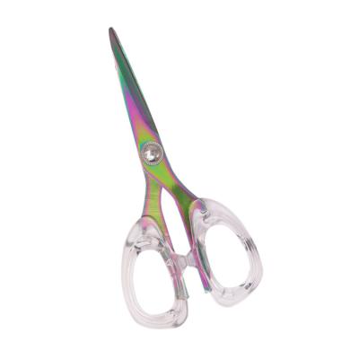 China 5 Inch Student Scissors Office Scissors Eco-Friendly Stainless Steel Titanium Coating Non-Stick Blades Handle Transparent Shears for sale