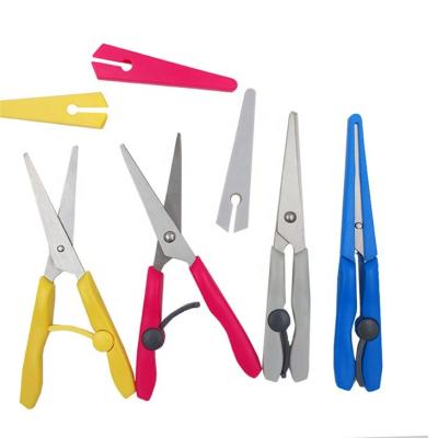 China Professional Eco-friendly Scissors QY-206 Handcraft Kids Paper Cutting Shears With Safety Cover For Student for sale