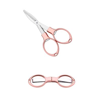 China Minitype Rose Gold Pocket Scissors Safety Eco-friendly Scissors Foldable Mini Folding Scissors For Traveling Student for sale