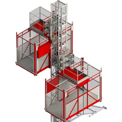 China construction goods elevator gjj construction elevator man lift p&m hoist double cage 2000 kg for sale