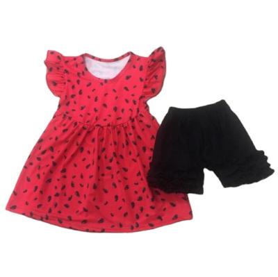 China Casual Wholesale Girl's Little Flying Sleeve Clothing Sets Silicone Baby Clothes for sale